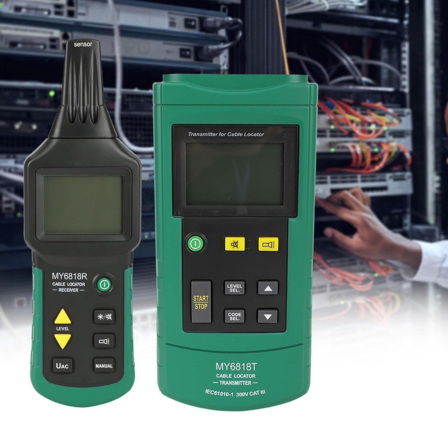 Akozon MS6816 Draadloze testkabel, netwerkkabel, tracker, metalen buis voor positionering van detectoren, netwerkkabel, tester