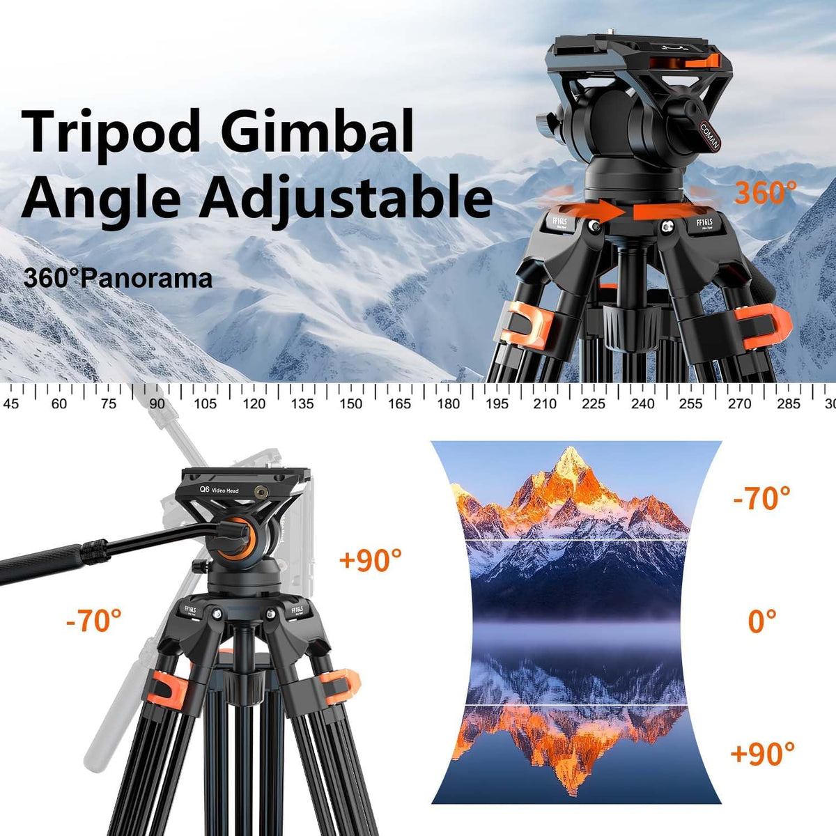 Statief Camera 186 Cm – Camerastatief – Fotostatief – Videostatief – Driepootstatief – 360° Draaibaar & +90°/-75° Kantelbaar – 10 Kg Draagvermogen