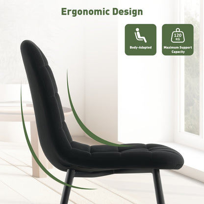 Moderne Eetkamerstoelen – Stoelen, Dining Stoelen, Armloze Stoelen, Velvet Stoelen – Zwart – Velvet Bekleding – Stevige Metalen Poten