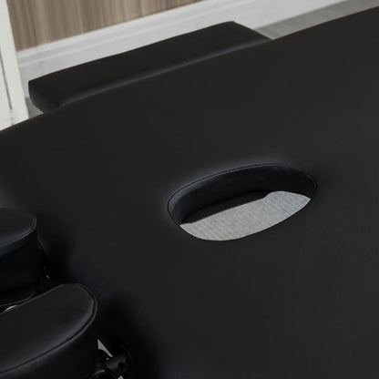Portable Massage Table Featuring a Face Hole, Arm Supports, Hand Rests, And Dimensions of 186 Cm X 71 Cm X 83 Cm.