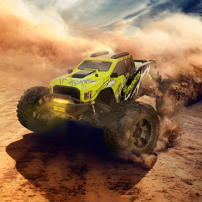 AMORIL 1/10 RTR borstelloze snelle RC-auto's voor volwassenen, max. 50 mph hobby elektrische off-road monstertruck, waterdichte high-speed RC-auto, 4WD-afstandsbediening auto met 3S Lipo, groen
