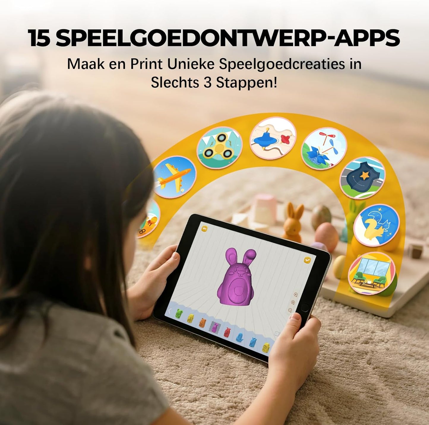 AI-Aangedreven X-MAKER JOY 3D-Printer Voor Kinderen, Volledig Gemonteerde Mini 3D-Printer Met Snelheid Tot 400 Mm/s, Automatisch Nivelleren, 1500+ Modellen & 16+ Modules，Kerstcadeau