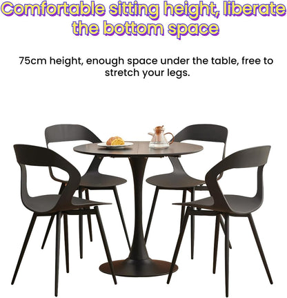 GrandCA HOME 80 cm, modern, ronde eettafel, geschikt voor 2-4 personen, keuken, woonkamer, eetkamer, zwart
