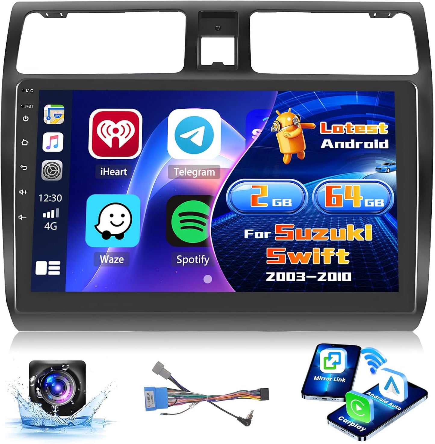 Android Autoradio – Multimedia Systeem – Auto Radio – Touchscreen Navigatie – 10 Inch Scherm – Wireless CarPlay & Android Auto – AHD Achteruitrijcamera & GPS Navigatie