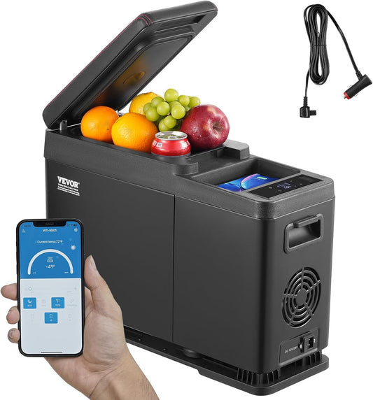 VEVOR Koelbox voor in de auto, 12 V, draagbare 8 l vrieskast, enkele zone, instelbaar temperatuurbereik van -20 °C tot 20 °C, 12/24 V DC/100-240 V AC, compressorkoeler voor buiten, camping