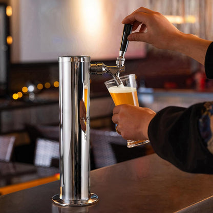 VEVOR Kegerator-toren-kit, enkele tap kraan-bierombouwset, roestvrijstalen biertoren tapsysteem met dubbele meter W21.8-regelaar en A-systeem vatkoppeling, bierdruppelbak voor feestjes thuis