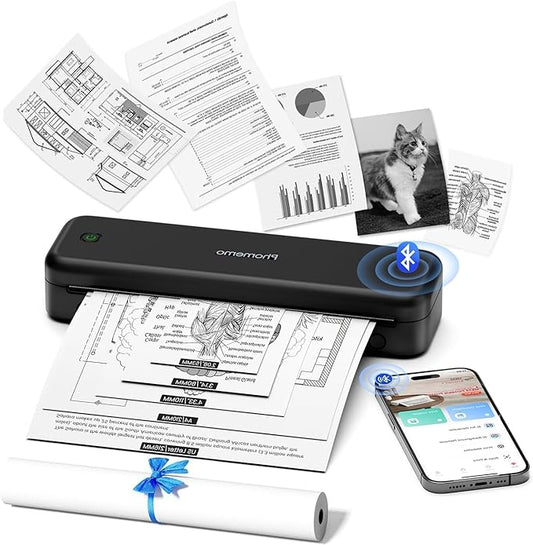 Phomemo M834 Thermal Printer, Portable Thermal Printer for A4 Paper in Office, School, Home and Travel, Compatible with Android and iOS - QUORE