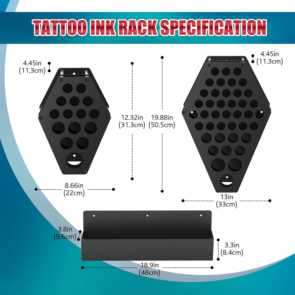 POARMEEY Tattoo Inkt Rack Tattoo Houder, 68 Gaten Tattoo Permanente Make-up Pigment Inkt Flessenhouder Stand Rack Organizer