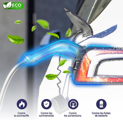 VOLDT Type 2 oplaadkabel Schuko 3,7 kW, 1-fase, 8A - 16A, verstelbare EV-oplader met bestuurbaar digitaal display voor elektrische auto, oplaadkabel voor elektrische voertuigen, IP67 waterdicht