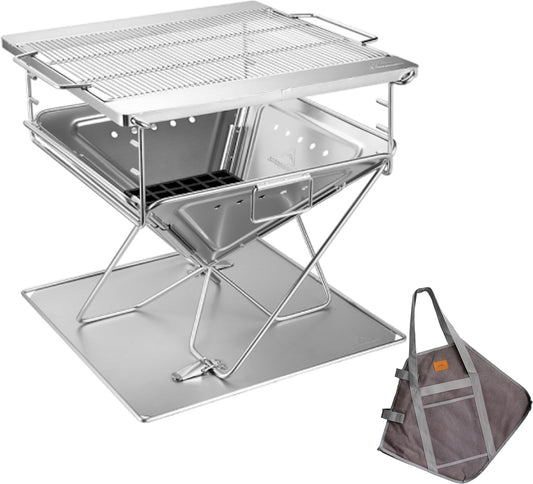 Campingmoon BBQ Grill Vuurkorf Opvouwbaar RVS - Extra Large MT-055