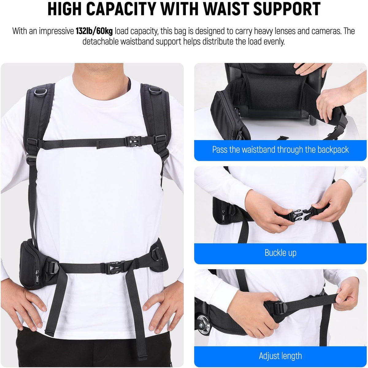 Neewer PB027 2-in-1 fototas met wieltjes, afneembare schokbescherming, intrekbare handgreep, regenbescherming, robuuste rugzak, flitsstatief, laptoplens, zwart, PB027