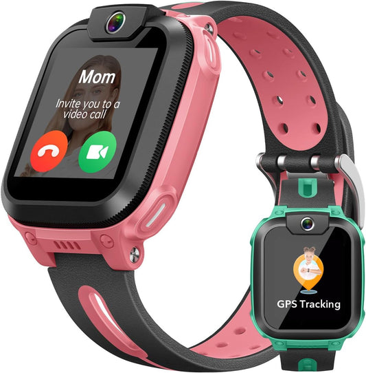 imoo Z1 Smartwatch voor kinderen met GPS, smartwatch voor kinderen met GPS en telefoon, kindersmartwatch met langdurige video en telefoonoproep, IPX8 waterdicht, roze