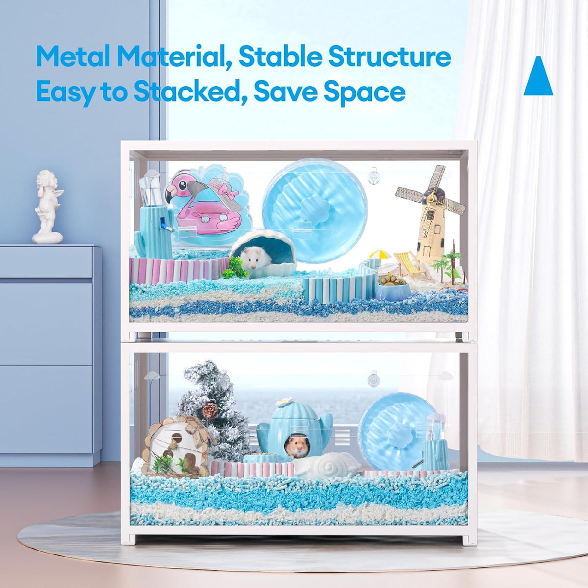 BUCATSTATE Hamsterkooi metaal 2.0 - kleine dierenhabitats groot stapelbaar met diep hol eenvoudig te installeren 80 x 44,7 x 50,6 cm voor dwerg Syrische hamster, cavia, gerbil, reptielen