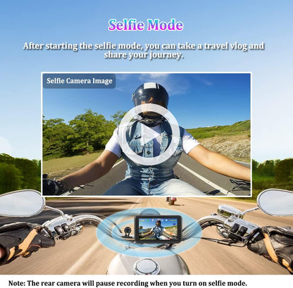 VSYSTO 4.5 Inch Screen WiFi Motorcycle Camera, Waterdichte HD 1080P Selfie camera voor en achteruitkijkcamera 150° groothoek motor dash cam, parkeren bewaking, GPS (F4.5Pro)