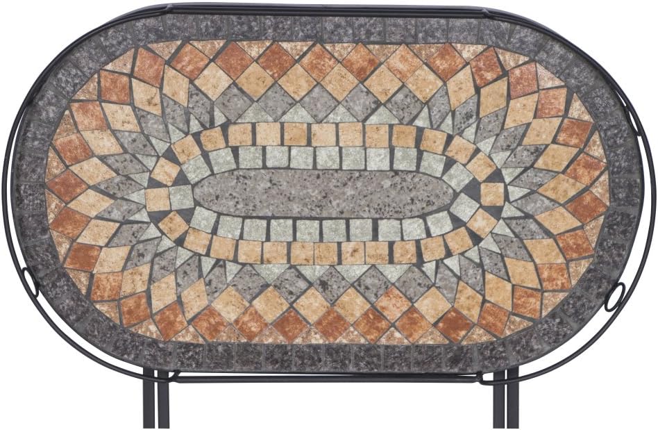 Siena Garden serveertafel Prato, 68x41x60cm, frame: staal, gepoedercoat in mat zwart, oppervlak: keramiek in bont