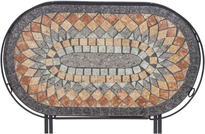 Siena Garden serveertafel Prato, 68x41x60cm, frame: staal, gepoedercoat in mat zwart, oppervlak: keramiek in bont