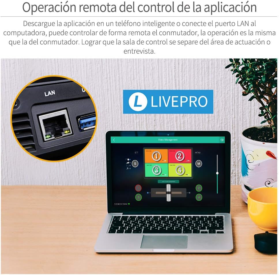Feelworld LIVEPRO L1 V1 Multi Camera Video Mixer Switcher 4 x HDMI Inputs 2 Inch LCD Display USB 3.0 Camera Production Real Time Live Streaming Lightweight Heat Dissipation - QUORE