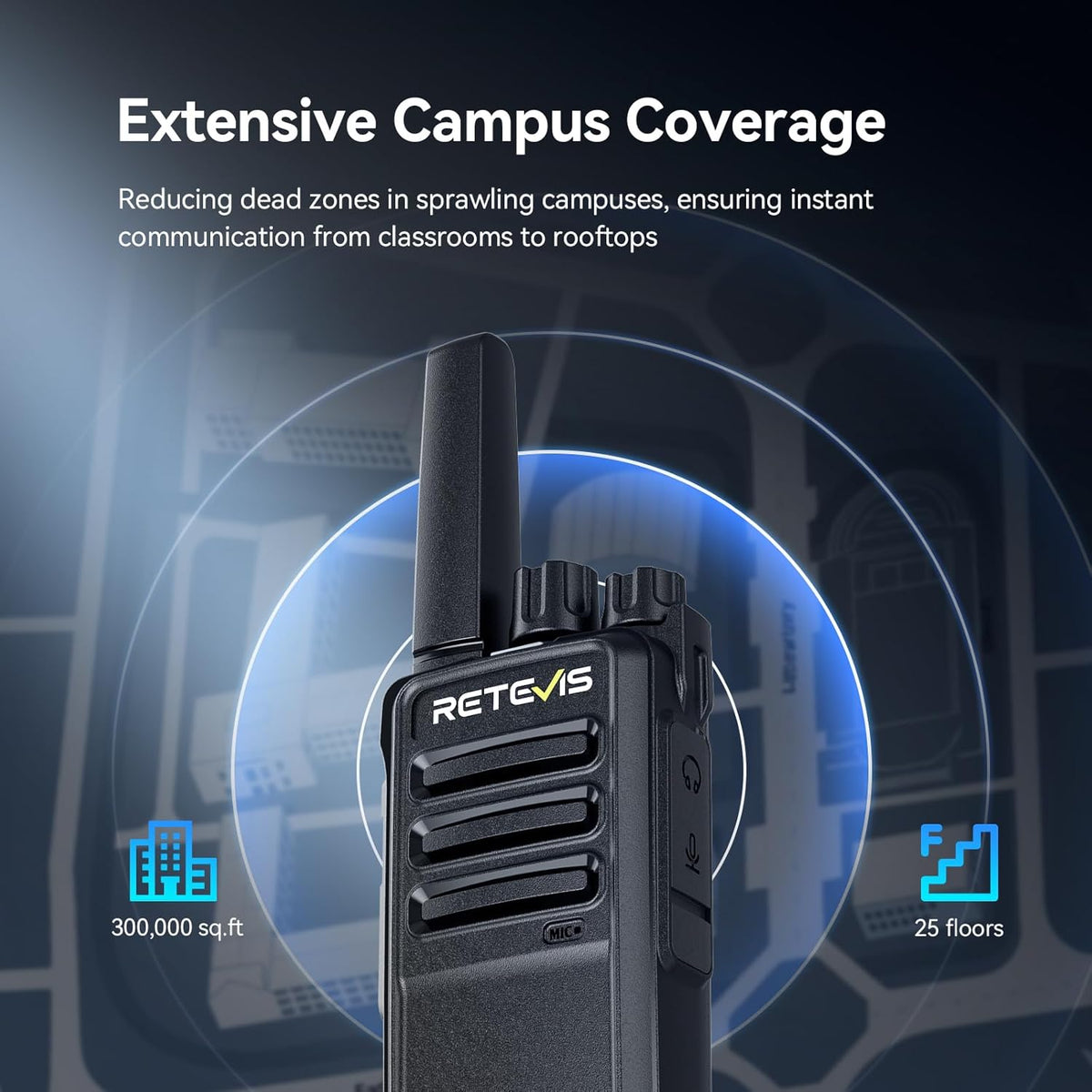 Retevis RT668 Walkietalkie met Headset, PMR446 Licentievrije Radio, Lange Afstand Walkietalkie Oplaadbaar, Draagbare 2-Weg Radio voor Beveiliging, Restaurant en Hotel (Zwart, 6 Stuks)