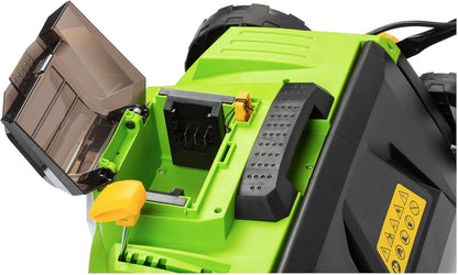 Verticuteermachine – Elektrische Gazonschraper – Mosverwijderaar – Gazonbeluchter – Accu Verticuteerder – Borstelloze Motor – Werkbreedte 38 cm met 16 Messen – 5 Instelbare Dieptes en Ergonomische Handgreep