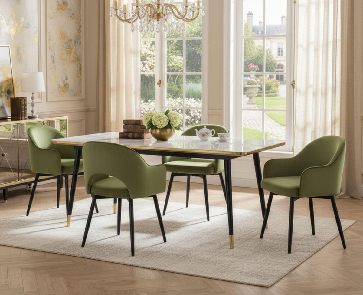 Draaistoelen Eetkamerstoelen – Keukenstoelen – Fluwelen Stoelen – Swivel Stoelen – Set van 2 – Zachte Fluwelen Bekleding – 360° Draaibaar Met Armleuning - QUORE
