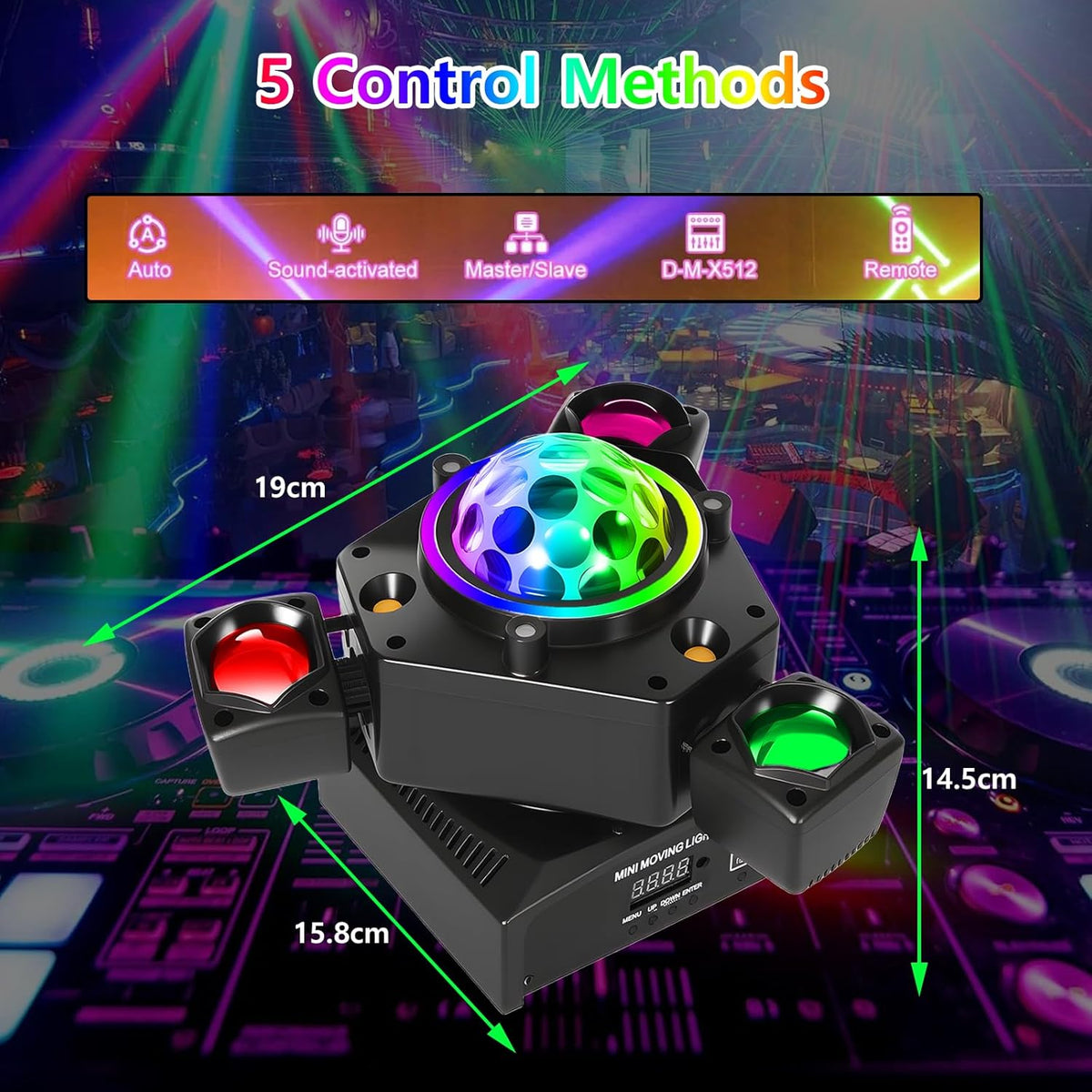 150 W Bewegingskop Stage Lichtstraal LED RGBW DMX512 scènes beweging hoofdlicht, geluidsgeactiveerd, podiumlicht, discolamp met afstandsbediening, feestlicht voor DJ bar, verjaardag, discobruiloft