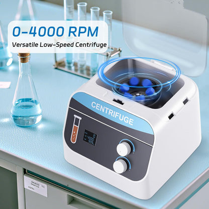 YUCHENGTECH Laboratoriumcentrifuge Tafelcentrifuge Digitale Lage Snelheid Centrifuge 6x20ml 4000 rpm 0-999 Min 1920xg voor Centrifugebuisjes van 5 ml/7 ml/10 ml, 28x26x21cm 5kg