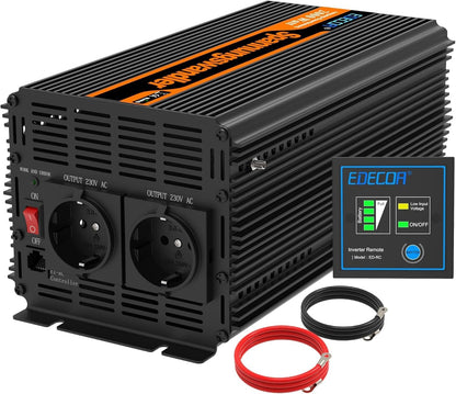 EDECOA 2000W/4000W omvormer 24v 230V Volt Spanningsomvormer met Nieuwe Afstandsbediening 2X USB voor Zonnepaneel Auto Camper