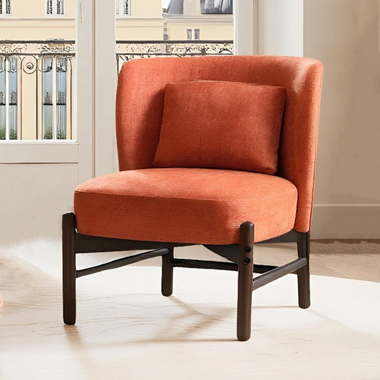 Chairus Occasional Accent Chair with Lumbar Cushion Armless Tube Chair in Chenille Fabric Upholstered Lounge Chair with Wooden Legs (Orange) - QUORE