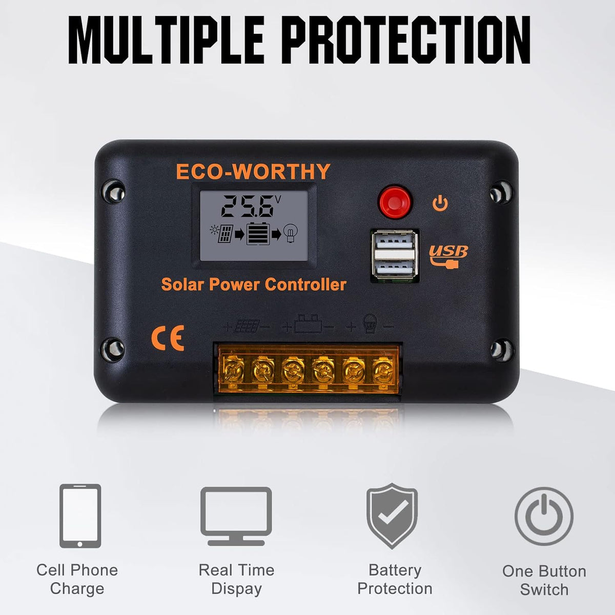 ECO-WORTHY Flexible solar panel 130 W 12 V complete set: solar panel + 50 Ah lithium battery + 600 W 12 V sine wave inverter + PWM regulator 30 A - QUORE