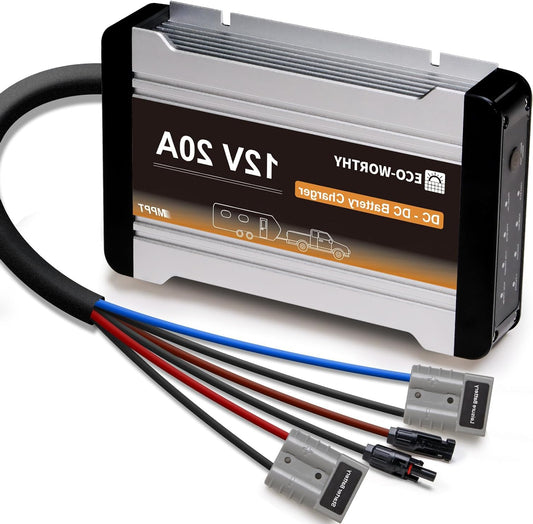 ECO-WORTHY Charging Booster 12V 20A DC-DC Battery Charger for LiFePO4 Battery, Gel Charging Booster for Motorhomes, Caravans - QUORE