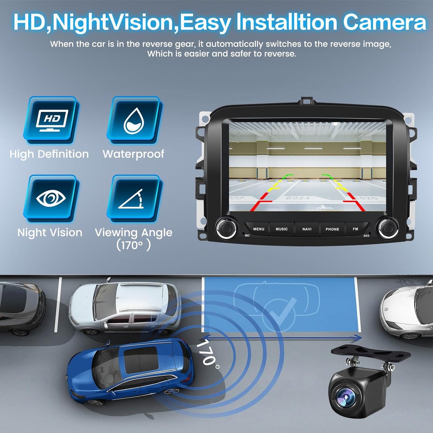 Autoradio – Auto Radio – Autostereosysteem – Autoradio 2 DIN – Geschikt Voor Voertuigen 2013-2019 – 7 Inch Touchscreen – Draadloze CarPlay en Android Auto