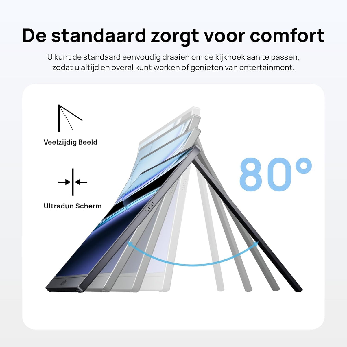 Draagbare Monitor 15,6" – Extra Scherm – Mobiel Beeldscherm – Laptop Monitor – Tweede Beeldscherm – Ultradun en Lichtgewicht – Full HD IPS met HDR10 – Grijs
