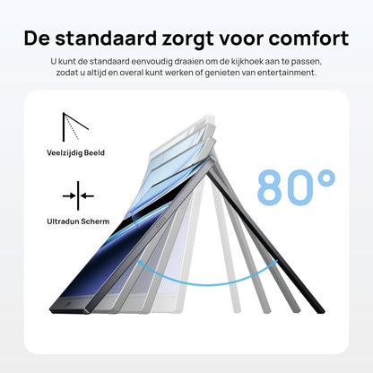 Draagbare Monitor 15,6" – Extra Scherm – Mobiel Beeldscherm – Laptop Monitor – Tweede Beeldscherm – Ultradun en Lichtgewicht – Full HD IPS met HDR10 – Grijs