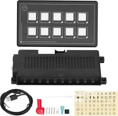 Bedieningsschakelpaneel, 10P Membraanbediening Schakelpaneel Bluetooth APP-bediening met Achtergrondverlichtingsmodule LED Touch Ingebouwde PPTC voor RV-boot