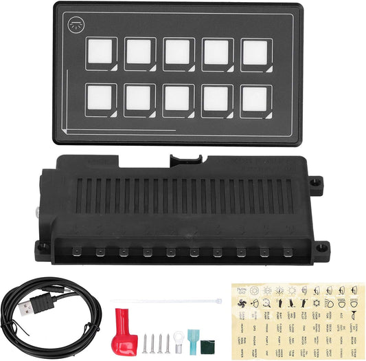 KIMISS Toutch-schakelpaneel, 10P-membraanbediening Schakelpaneel Bluetooth APP-bediening met Achtergrondverlichtingsmodule LED-aanraking Ingebouwde PPTC voor RV-boot