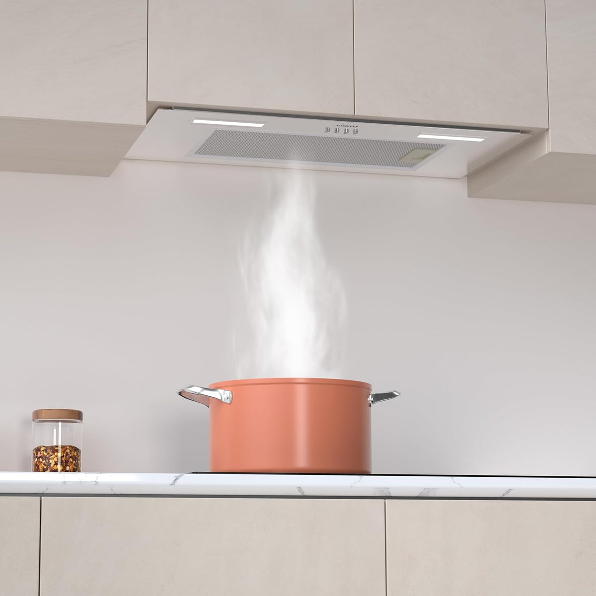 CIARRA CBCS6926A A+++ Inbouwafzuigkap, ventilatorbouwsteen, 60 cm breed, 650 m³/uur, afvoerlucht, inbouwkap, warme led-verlichting, 3 standen, met CBCF003 actieve koolfilter - QUORE