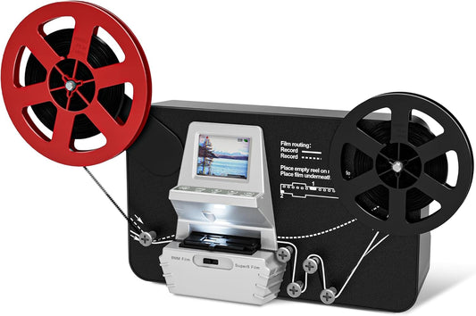 Super-Filmscanner – Filmscanner, Filmconverter, Filmdigitaliseerder, Videodigitaliseerapparaat – Voor 8 Mm En Super 8 Filmrollen Van 3, 5, 7 En 9 Inch – 2,4 Inch Lcd-Scherm – 1080P Mp4 Met 5 Megapixel Sensor