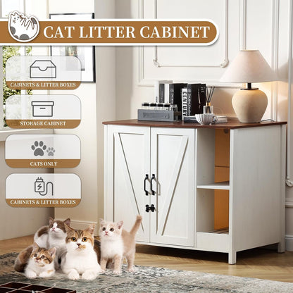 Kattenbakkast – Kattenbakmeubel – Kattenbakverstopper – Kattenbakkast – Kattenbakkastje – Grote Afmeting 105x68x89 cm – Verstelbare Opbergrek & Kattenbakverzamelaar – Wit