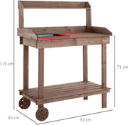 Oppottafel - Tuinwerktafel - Plantentafel -Tuinwerkbankje - met Schuiflade - 2 Niveaus - Bloementafel - voor Tuin - Sparrenhout - 92 x 45 x 119 cm - Bruin