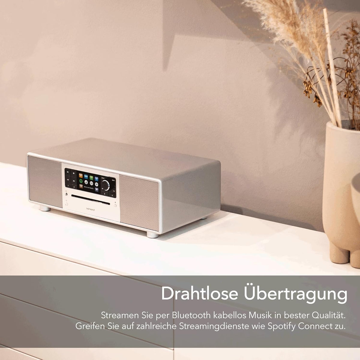 sonoro Prestige Compact systeem met cd-speler, bluetooth en internetradio (FM, WLAN, DAB Plus, Spotify, Deezer), zilver