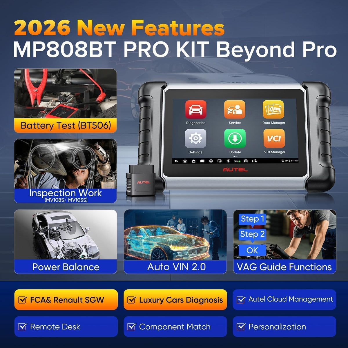 Professionele Diagnosescanner – Autodiagnosescanner – Diagnosetester – OBD2 Scanner – Autoscanner – Met 11 Adapters – Volledig Bidirectioneel En 30+ Servicefuncties