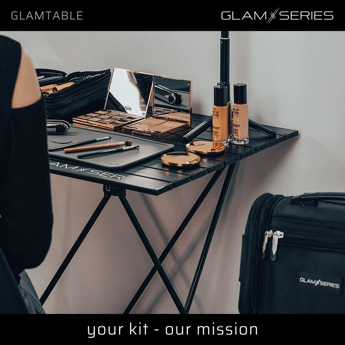GlamTable make-up tafel inklapbaar, kaptafel tot 20 kg, opmaaktafel met transporttas, cosmetica-tafel voor visagisten, kappers, tatoeëerders