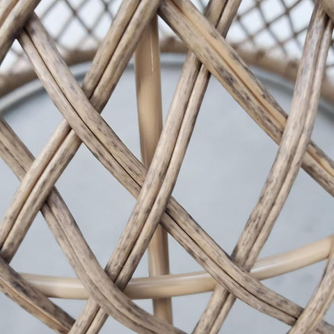 Tuintafel - Tuintafel Rond - Bijzettafeltje - Rotan Tuinmeubel - Bistrotafel - Salontafel - met UV-bescherming - Boho-Stijl - Veiligheidsglas Tafelblad - voor Terras - Tuin - Balkon - Ø45 x 52 cm - Bruin