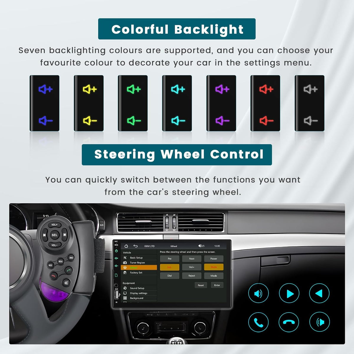 1-DIN Autoradio – Autoradio Met Touchscreen – Auto Multimedia Systeem – Bluetooth Autoradio – Carplay Android Auto Radio – 7 Inch Display – Achteruitrijcamera Inclusief - QUORE