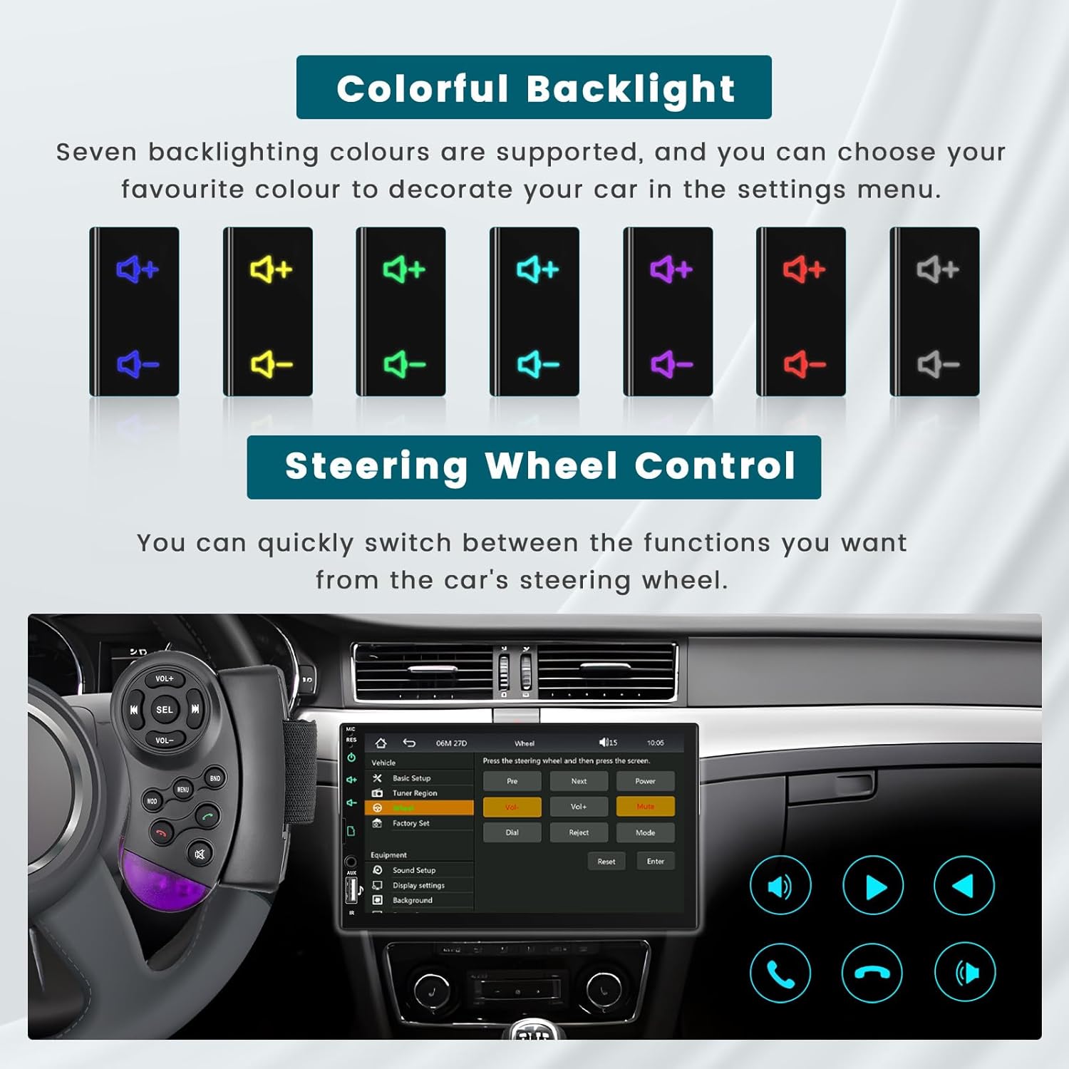 1-DIN Autoradio – Autoradio Met Touchscreen – Auto Multimedia Systeem – Bluetooth Autoradio – Carplay Android Auto Radio – 7 Inch Display – Achteruitrijcamera Inclusief - QUORE