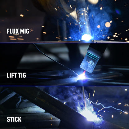 ANDELI MIG lasapparaat 135 A, IGBT omvormer 110 V/220 V, multiproces (MIG Flux/TIG heffen/stick), zonder gas, model MIG-250ME met led-display.
