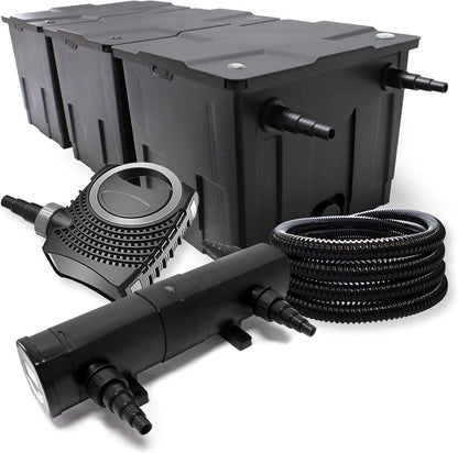 Filterset bio-vijverfilter 90.000l, UVC-vijverzuiveraar 18W, pomp 80W en slang 25m