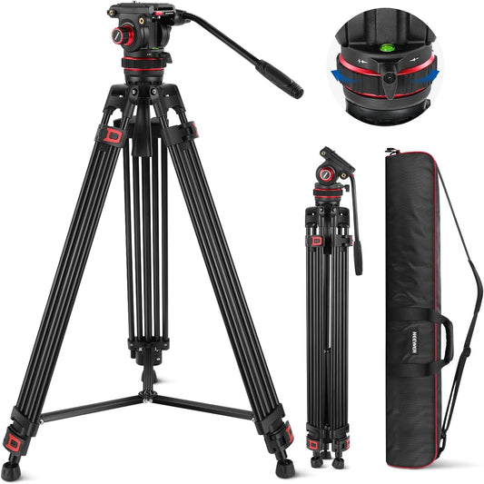 Videostatief – Camerastatief – Camera Statief – Tripod – Filmstatief – Vloeistofkop Met Instelbare Demping – 360° Draaibaar Met +90°/-75° Kanteling