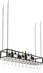 Wine rack - Wine glass holder - Wine rack for ceiling - Kitchen rack - 120 x 25 x 22 cm - Load capacity 75kg