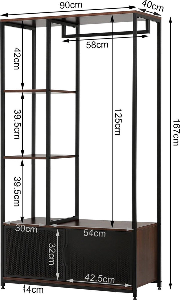 Opbergkasten - Kledingkasten - Kledingrek metaal - Kledingkasten Slaapkamers - Kapstok - Kledinghangers - Afmetingen 90x40x167cm